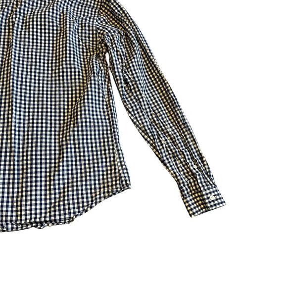 Sandro Paris Blue White Check Print Button-Down Shirt Long Sleeve Size Large - Picture 10 of 12